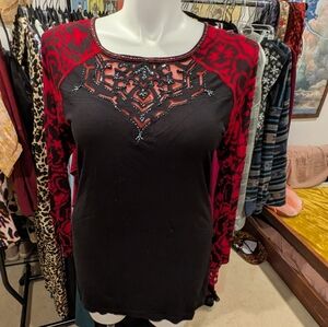 Elegant Black and Red Women's Top